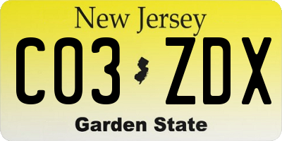 NJ license plate C03ZDX