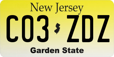 NJ license plate C03ZDZ