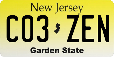 NJ license plate C03ZEN
