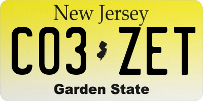 NJ license plate C03ZET