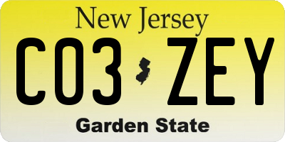 NJ license plate C03ZEY