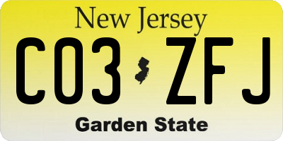 NJ license plate C03ZFJ