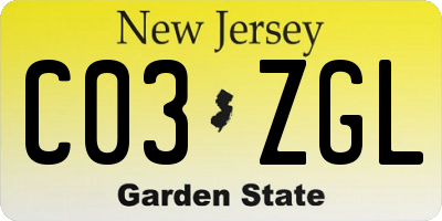 NJ license plate C03ZGL