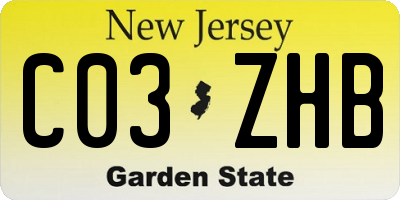 NJ license plate C03ZHB