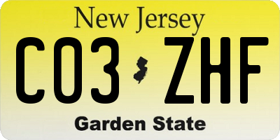 NJ license plate C03ZHF