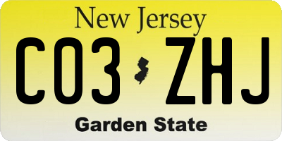 NJ license plate C03ZHJ