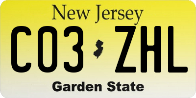 NJ license plate C03ZHL