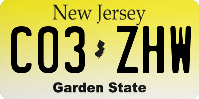NJ license plate C03ZHW