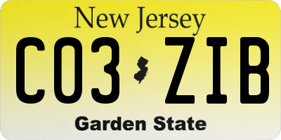 NJ license plate C03ZIB