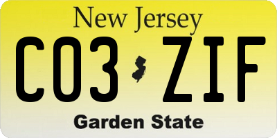 NJ license plate C03ZIF