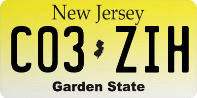 NJ license plate C03ZIH