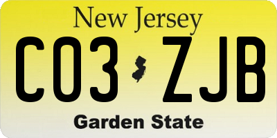 NJ license plate C03ZJB