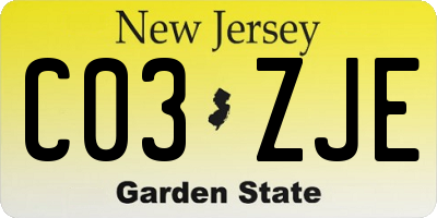 NJ license plate C03ZJE