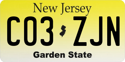 NJ license plate C03ZJN