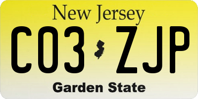 NJ license plate C03ZJP
