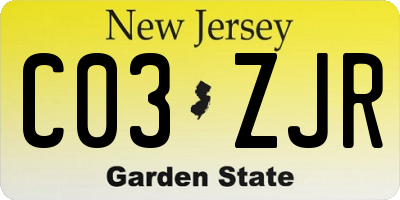 NJ license plate C03ZJR