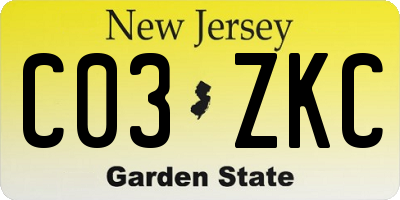 NJ license plate C03ZKC
