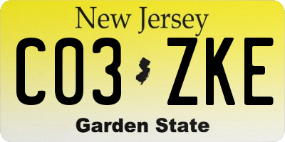 NJ license plate C03ZKE