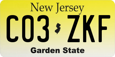 NJ license plate C03ZKF