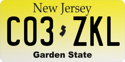 NJ license plate C03ZKL