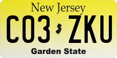 NJ license plate C03ZKU
