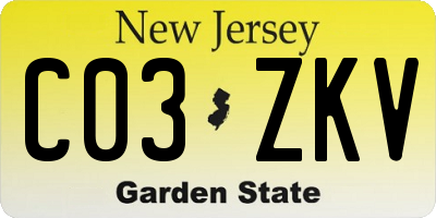 NJ license plate C03ZKV