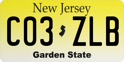 NJ license plate C03ZLB