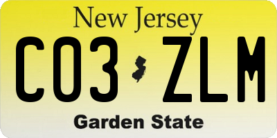 NJ license plate C03ZLM
