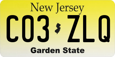 NJ license plate C03ZLQ