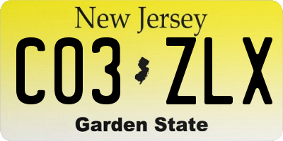 NJ license plate C03ZLX