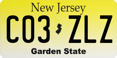 NJ license plate C03ZLZ