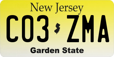 NJ license plate C03ZMA