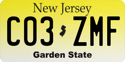 NJ license plate C03ZMF
