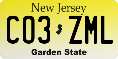 NJ license plate C03ZML