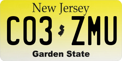 NJ license plate C03ZMU