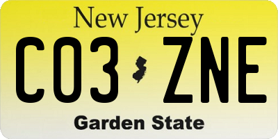 NJ license plate C03ZNE