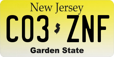 NJ license plate C03ZNF