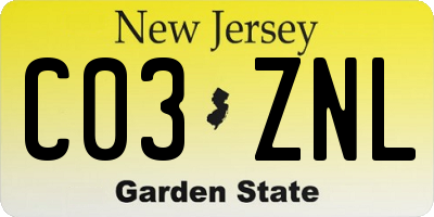NJ license plate C03ZNL