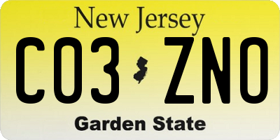 NJ license plate C03ZNO