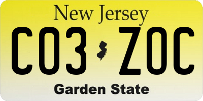 NJ license plate C03ZOC