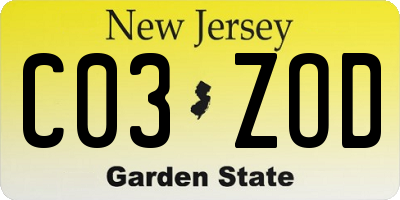 NJ license plate C03ZOD