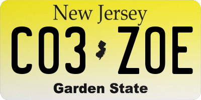NJ license plate C03ZOE