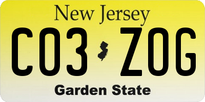 NJ license plate C03ZOG