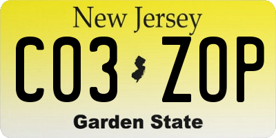 NJ license plate C03ZOP