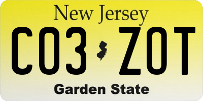 NJ license plate C03ZOT