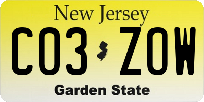 NJ license plate C03ZOW