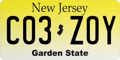 NJ license plate C03ZOY