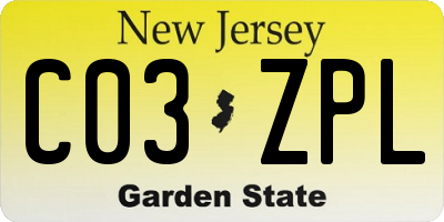 NJ license plate C03ZPL