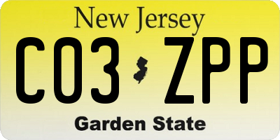 NJ license plate C03ZPP