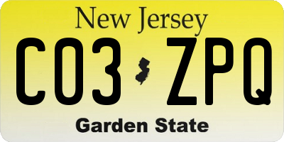 NJ license plate C03ZPQ